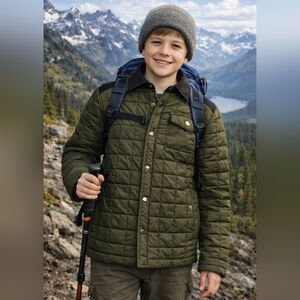 Quiksilver Boys Insulated Jacket with Black Accents Green Sz Medium 10/12